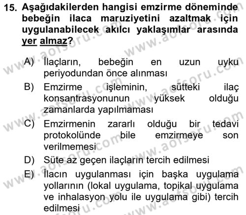 Temel İlaç Bilgisi Ve Akılcı İlaç Kullanımı Dersi 2017 - 2018 Yılı 3 Ders Sınav Soruları 15. Soru