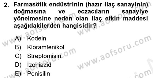Temel İlaç Bilgisi Ve Akılcı İlaç Kullanımı Dersi 2017 - 2018 Yılı 3 Ders Sınav Soruları 2. Soru