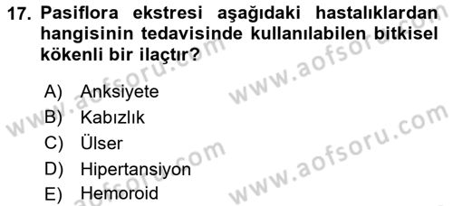 Temel İlaç Bilgisi Ve Akılcı İlaç Kullanımı Dersi 2017 - 2018 Yılı (Vize) Ara Sınav Soruları 17. Soru