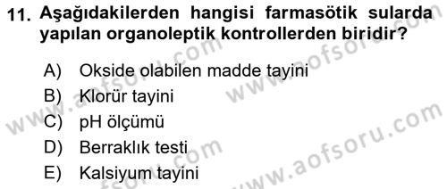 Temel İlaç Bilgisi Ve Akılcı İlaç Kullanımı Dersi 2017 - 2018 Yılı (Final) Dönem Sonu Sınavı 11. Soru