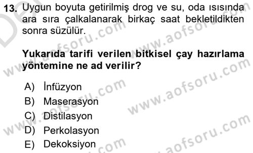 Temel İlaç Bilgisi Ve Akılcı İlaç Kullanımı Dersi 2018 - 2019 Yılı 3 Ders Sınav Soruları 13. Soru