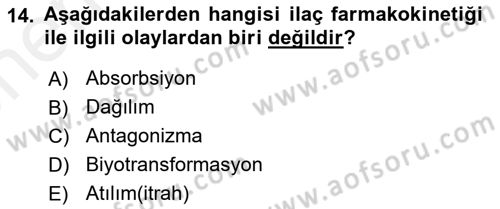 Temel İlaç Bilgisi Ve Akılcı İlaç Kullanımı Dersi Ara Sınavı Deneme Sınav Soruları 14. Soru