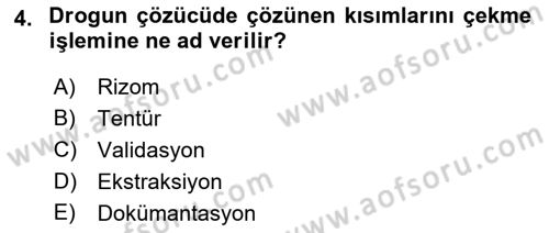 Temel İlaç Bilgisi Ve Akılcı İlaç Kullanımı Dersi Ara Sınavı Deneme Sınav Soruları 4. Soru
