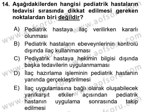 Temel İlaç Bilgisi Ve Akılcı İlaç Kullanımı Dersi 2018 - 2019 Yılı (Final) Dönem Sonu Sınav Soruları 14. Soru