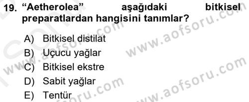 Temel İlaç Bilgisi Ve Akılcı İlaç Kullanımı Dersi 2018 - 2019 Yılı (Final) Dönem Sonu Sınavı 19. Soru