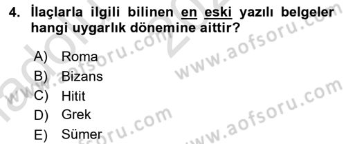 Temel İlaç Bilgisi Ve Akılcı İlaç Kullanımı Dersi 2024 - 2025 Yılı (Vize) Ara Sınavı 4. Soru