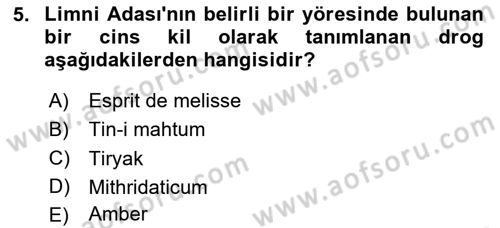 Temel İlaç Bilgisi Ve Akılcı İlaç Kullanımı Dersi 2024 - 2025 Yılı (Vize) Ara Sınavı 5. Soru