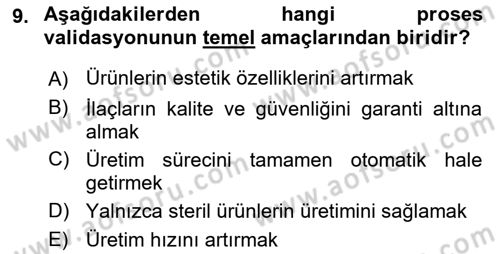 Temel İlaç Bilgisi Ve Akılcı İlaç Kullanımı Dersi 2024 - 2025 Yılı (Vize) Ara Sınavı 9. Soru