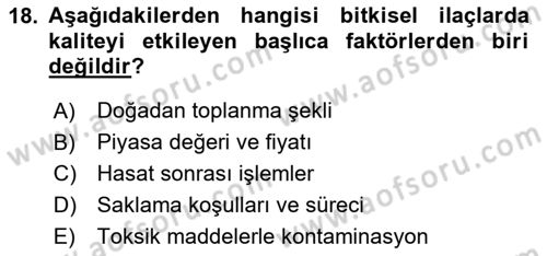 Temel İlaç Bilgisi Ve Akılcı İlaç Kullanımı Dersi 2024 - 2025 Yılı (Final) Dönem Sonu Sınav Soruları 18. Soru