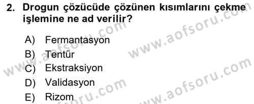 Temel İlaç Bilgisi Ve Akılcı İlaç Kullanımı Dersi 2024 - 2025 Yılı (Final) Dönem Sonu Sınav Soruları 2. Soru