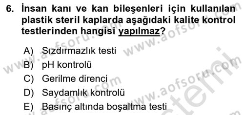 Temel İlaç Bilgisi Ve Akılcı İlaç Kullanımı Dersi 2024 - 2025 Yılı (Final) Dönem Sonu Sınav Soruları 6. Soru