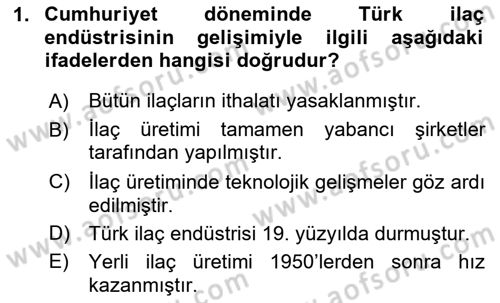 Temel İlaç Bilgisi Ve Akılcı İlaç Kullanımı Dersi 2024 - 2025 Yılı Yaz Okulu Sınav Soruları 1. Soru
