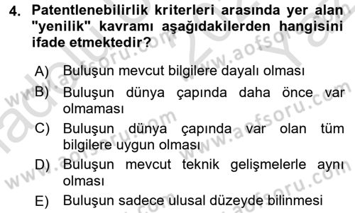 Temel İlaç Bilgisi Ve Akılcı İlaç Kullanımı Dersi 2024 - 2025 Yılı Yaz Okulu Sınav Soruları 4. Soru