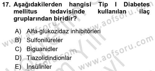 Temel İlaç Bilgisi Ve Akılcı İlaç Kullanımı Dersi 2025 - 2026 Yılı (Vize) Ara Sınav Soruları 17. Soru
