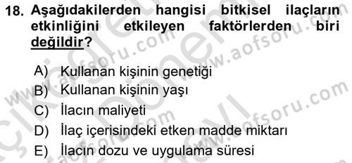 Temel İlaç Bilgisi Ve Akılcı İlaç Kullanımı Dersi 2025 - 2026 Yılı (Final) Dönem Sonu Sınav Soruları 18. Soru