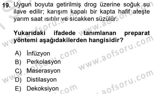 Temel İlaç Bilgisi Ve Akılcı İlaç Kullanımı Dersi 2025 - 2026 Yılı (Final) Dönem Sonu Sınav Soruları 19. Soru