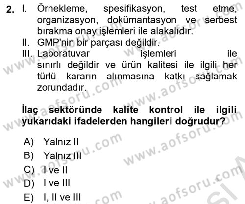 Temel İlaç Bilgisi Ve Akılcı İlaç Kullanımı Dersi 2025 - 2026 Yılı (Final) Dönem Sonu Sınav Soruları 2. Soru