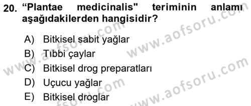 Temel İlaç Bilgisi Ve Akılcı İlaç Kullanımı Dersi 2025 - 2026 Yılı (Final) Dönem Sonu Sınav Soruları 20. Soru