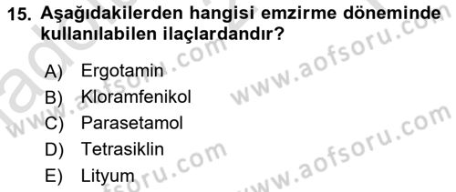 Temel İlaç Bilgisi Ve Akılcı İlaç Kullanımı Dersi 2025 - 2026 Yılı Yaz Okulu Sınav Soruları 15. Soru
