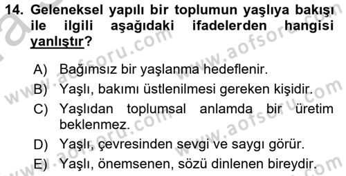 Halk Sağlığı Dersi 2016 - 2017 Yılı (Vize) Ara Sınav Soruları 14. Soru