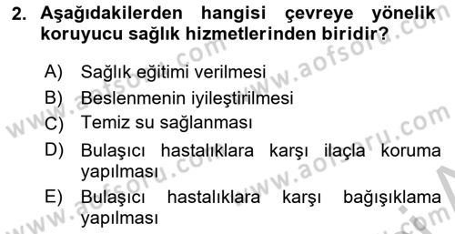Halk Sağlığı Dersi 2016 - 2017 Yılı (Vize) Ara Sınav Soruları 2. Soru