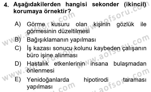 Halk Sağlığı Dersi 2016 - 2017 Yılı (Vize) Ara Sınav Soruları 4. Soru