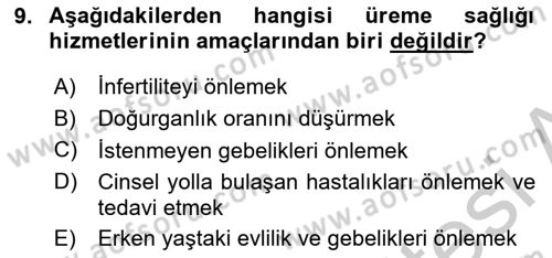 Halk Sağlığı Dersi 2016 - 2017 Yılı (Vize) Ara Sınav Soruları 9. Soru