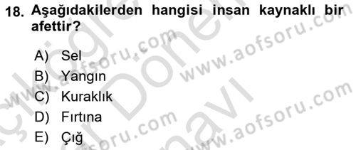 Halk Sağlığı Dersi 2016 - 2017 Yılı (Final) Dönem Sonu Sınav Soruları 18. Soru