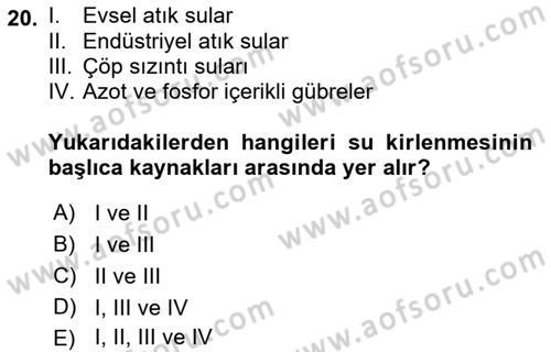 Halk Sağlığı Dersi 2016 - 2017 Yılı (Final) Dönem Sonu Sınav Soruları 20. Soru