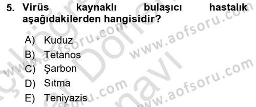 Halk Sağlığı Dersi 2016 - 2017 Yılı (Final) Dönem Sonu Sınav Soruları 5. Soru