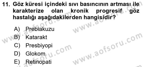 Halk Sağlığı Dersi 2017 - 2018 Yılı (Vize) Ara Sınav Soruları 11. Soru
