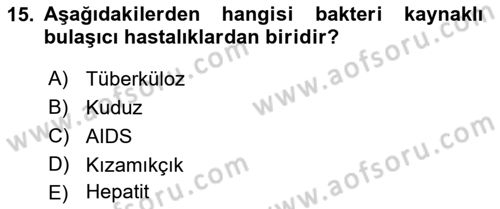 Halk Sağlığı Dersi 2017 - 2018 Yılı (Vize) Ara Sınav Soruları 15. Soru