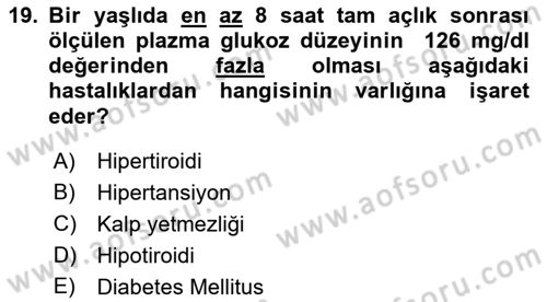 Halk Sağlığı Dersi 2017 - 2018 Yılı (Vize) Ara Sınav Soruları 19. Soru