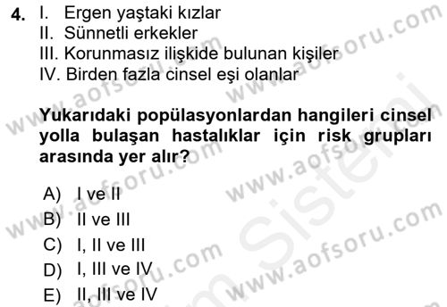 Halk Sağlığı Dersi 2017 - 2018 Yılı (Vize) Ara Sınav Soruları 4. Soru