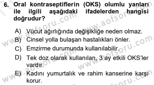 Halk Sağlığı Dersi 2017 - 2018 Yılı (Vize) Ara Sınav Soruları 6. Soru