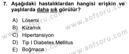Halk Sağlığı Dersi 2017 - 2018 Yılı (Vize) Ara Sınav Soruları 7. Soru