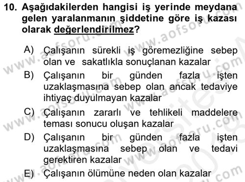 Halk Sağlığı Dersi 2017 - 2018 Yılı (Final) Dönem Sonu Sınav Soruları 10. Soru