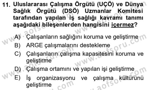 Halk Sağlığı Dersi 2017 - 2018 Yılı (Final) Dönem Sonu Sınav Soruları 11. Soru