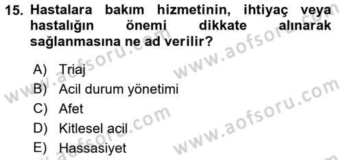 Halk Sağlığı Dersi 2017 - 2018 Yılı (Final) Dönem Sonu Sınav Soruları 15. Soru