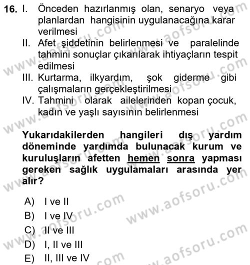 Halk Sağlığı Dersi 2017 - 2018 Yılı (Final) Dönem Sonu Sınav Soruları 16. Soru