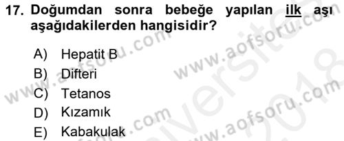 Halk Sağlığı Dersi 2017 - 2018 Yılı (Final) Dönem Sonu Sınav Soruları 17. Soru