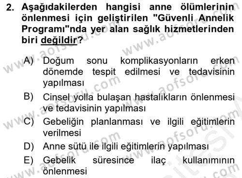 Halk Sağlığı Dersi 2017 - 2018 Yılı (Final) Dönem Sonu Sınav Soruları 2. Soru