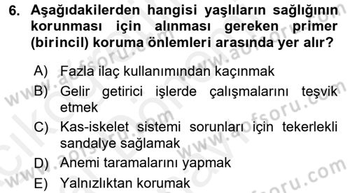 Halk Sağlığı Dersi 2017 - 2018 Yılı (Final) Dönem Sonu Sınav Soruları 6. Soru