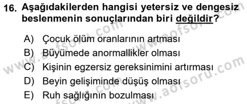 Halk Sağlığı Dersi 2018 - 2019 Yılı 3 Ders Sınav Soruları 16. Soru