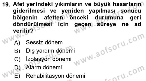 Halk Sağlığı Dersi 2018 - 2019 Yılı 3 Ders Sınav Soruları 19. Soru