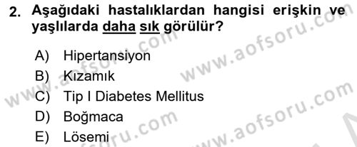 Halk Sağlığı Dersi 2018 - 2019 Yılı 3 Ders Sınav Soruları 2. Soru