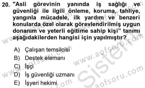 Halk Sağlığı Dersi 2018 - 2019 Yılı 3 Ders Sınav Soruları 20. Soru