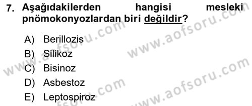 Halk Sağlığı Dersi 2018 - 2019 Yılı 3 Ders Sınav Soruları 7. Soru