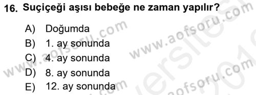 Halk Sağlığı Dersi 2018 - 2019 Yılı (Vize) Ara Sınav Soruları 16. Soru