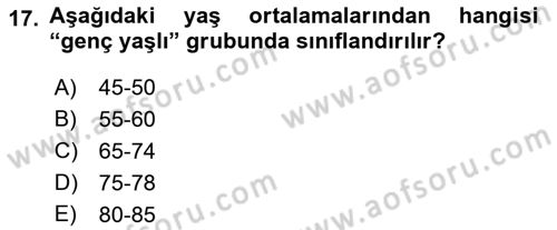 Halk Sağlığı Dersi 2018 - 2019 Yılı (Vize) Ara Sınav Soruları 17. Soru